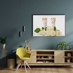 Kadeh - Beyaz Gül Kanvas Tablo 