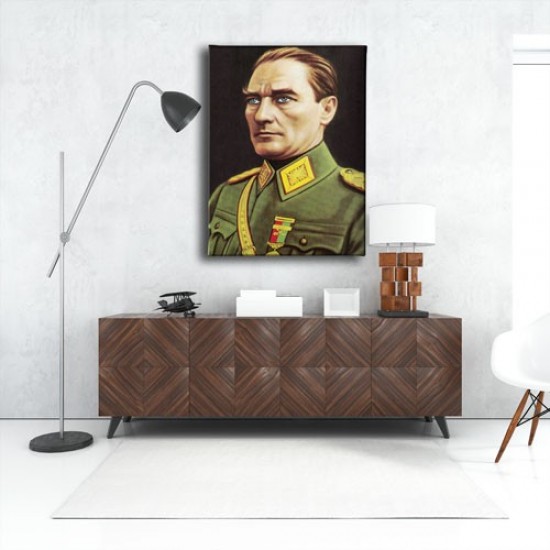 Asker Kıyafetli Atatürk Portresi Kanvas Tablo