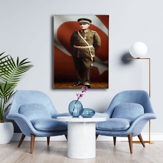 Üniformalı Atatürk Portresi Kanvas Tablo