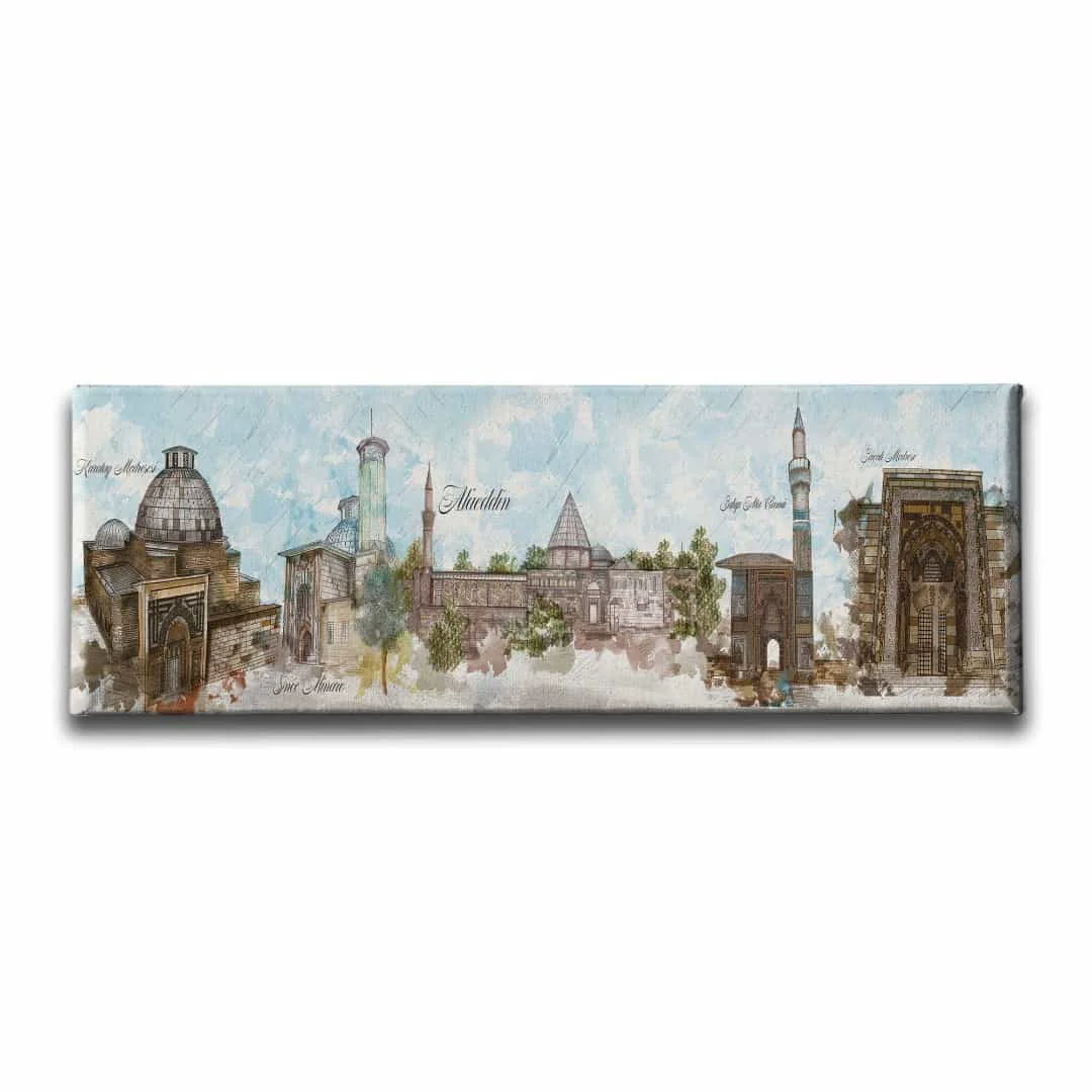 Konya  Tarihi Yerler Panoramik Kanvas Tablo