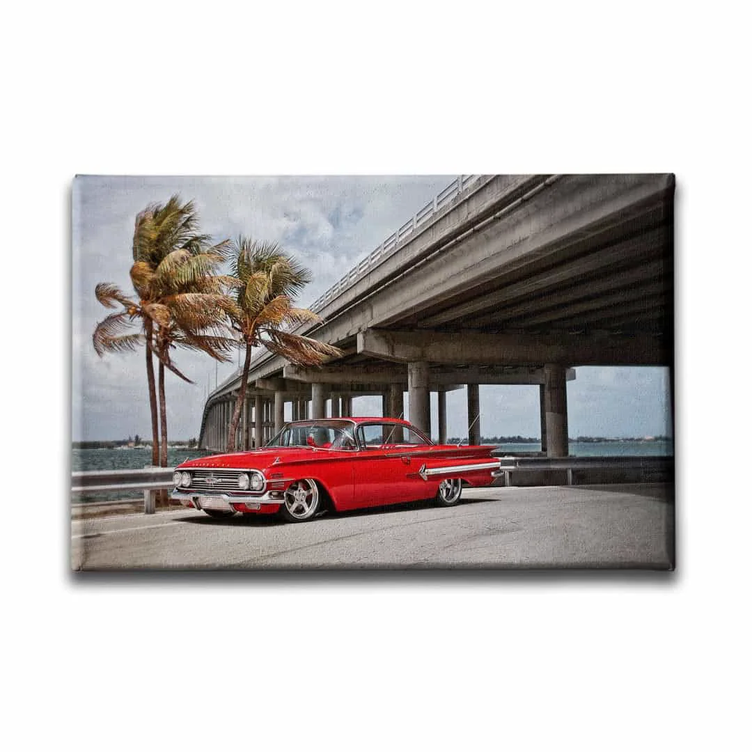 Klasik Kirmizi Araba Canvas Tablo