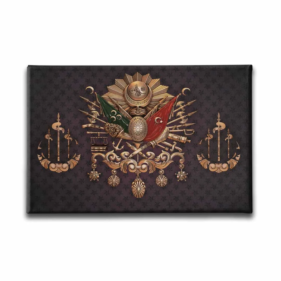 Zirhli Osmanli Devlet Armasi Kanvas Tablo