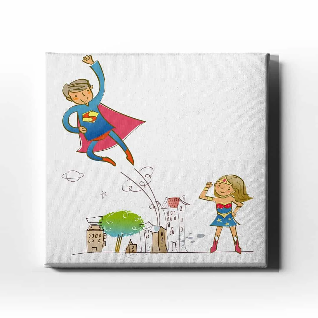 Super Kahraman Cocuk Kanvas Tablo