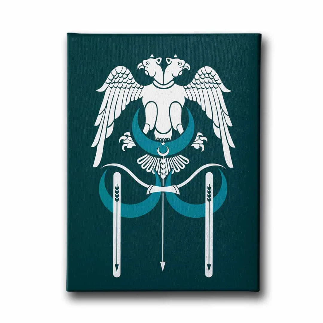 Cift Basli Kartal - Uc Hilal - Kayi Kanvas Tablo