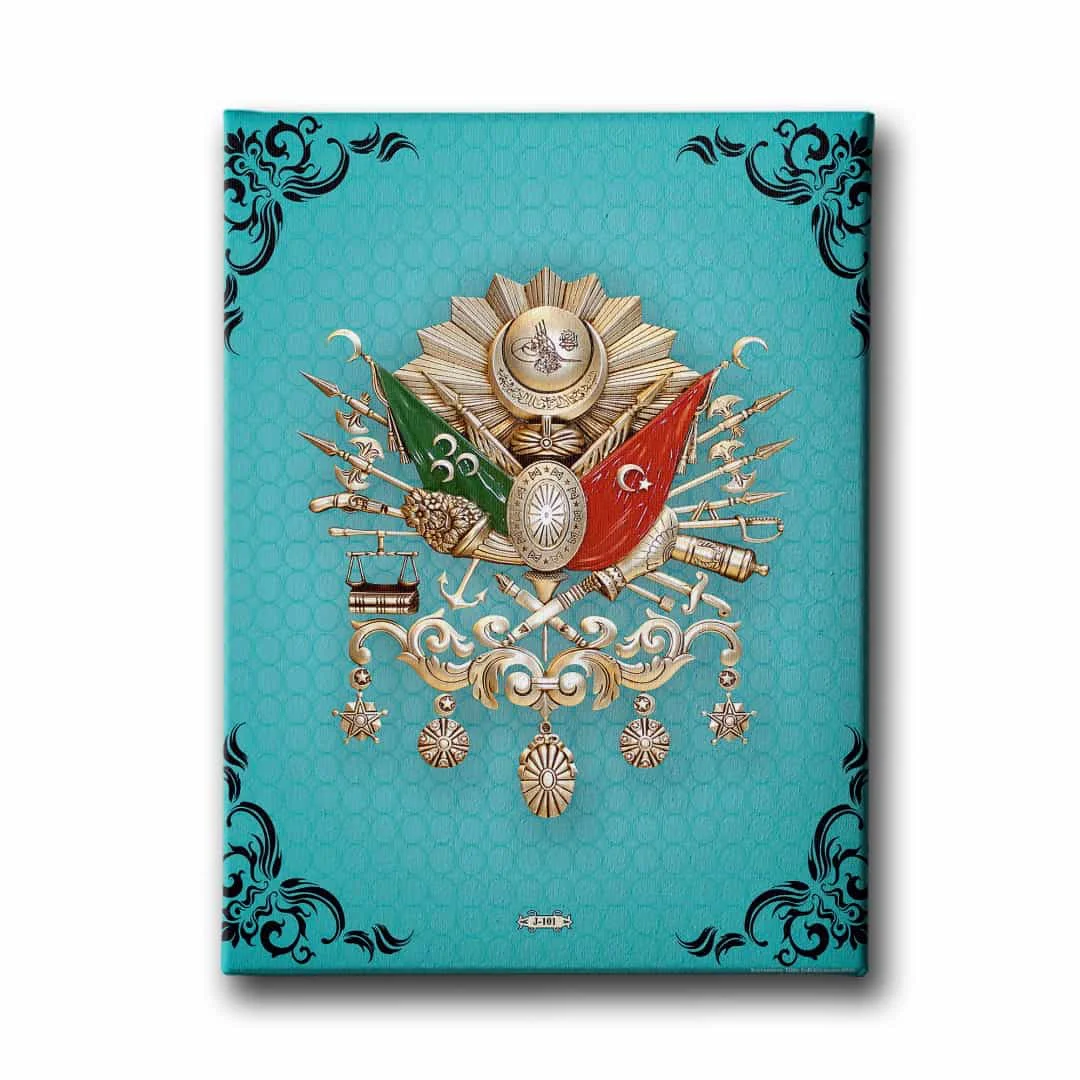 Mavi Osmanli Devlet Armasi Kanvas Tablo