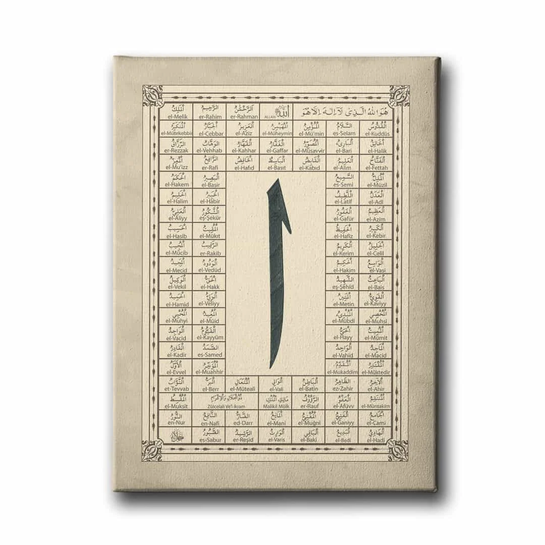 Esma-ul Husna Elifli Tablo