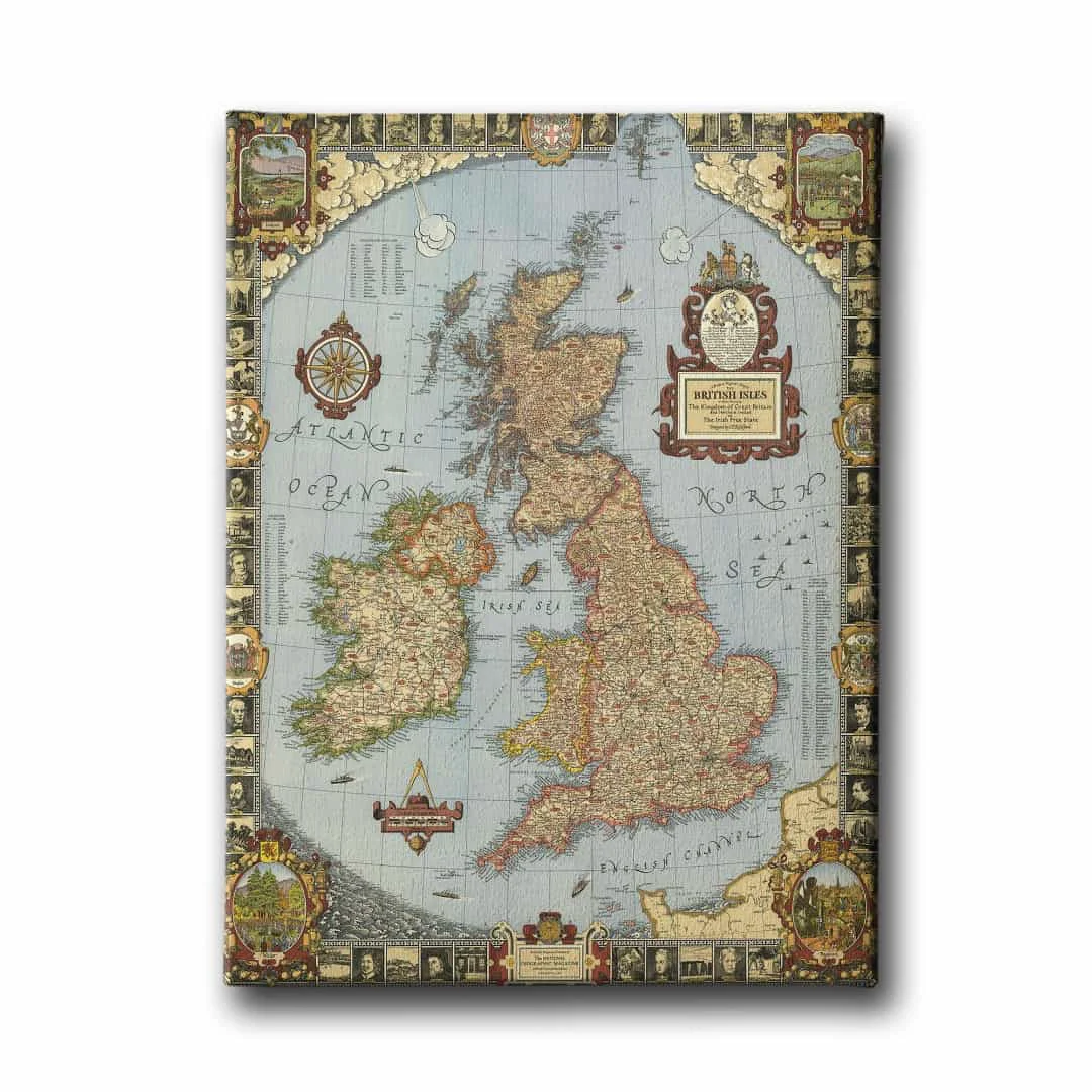 Biritanya Haritasi Canvas Tablo