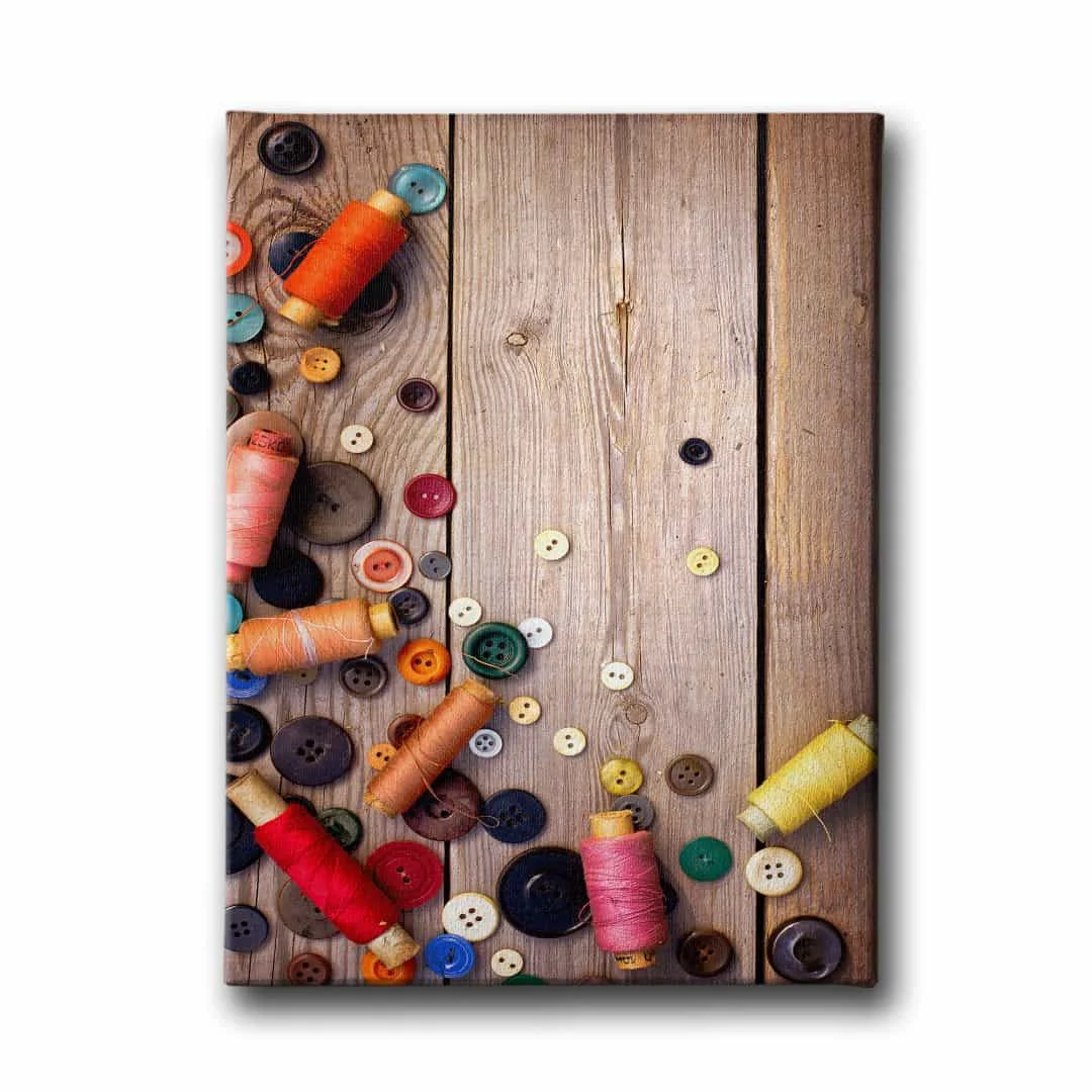 Dugme Ve Makaralar Canvas Tablo
