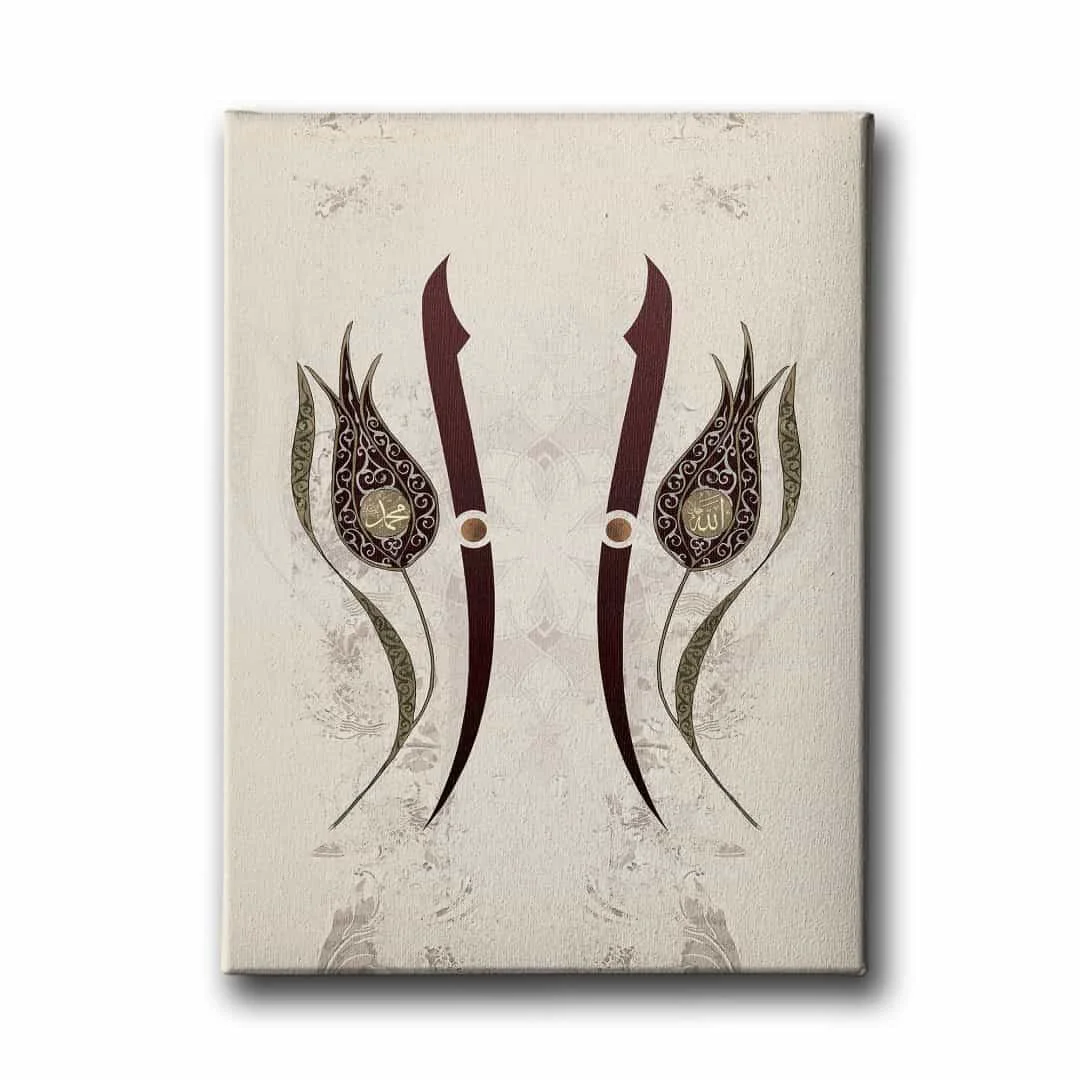 Allah Muhammed Lafzi Elifli Laleli Tablo