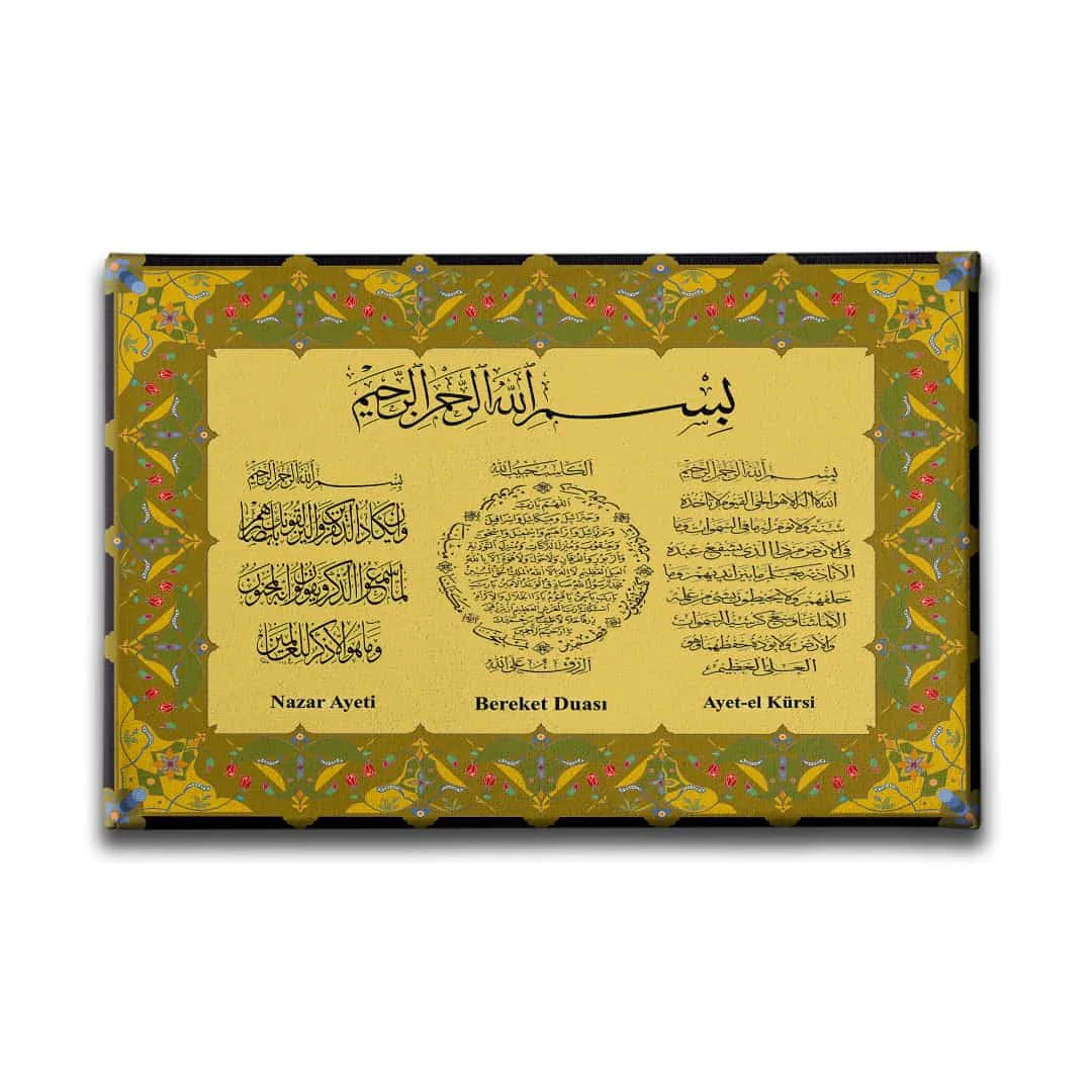Nazar-bereket-ayet-el Kursi Tezhipli  Ayetli Kanvas Tablo