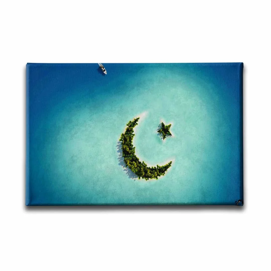 Ay Yildiz Deniz Manzara Tablo