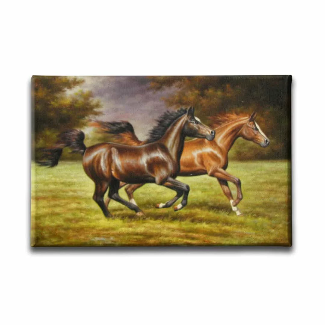 Yagli Boya Atlar Kanvas Tablo