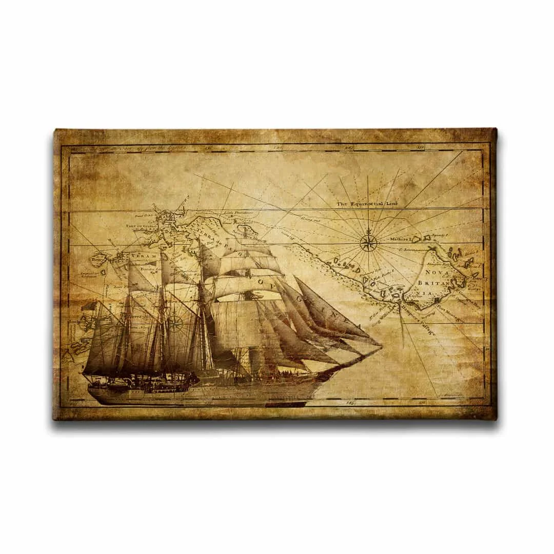 Eski Dunya Haritasi Canvas Tablo