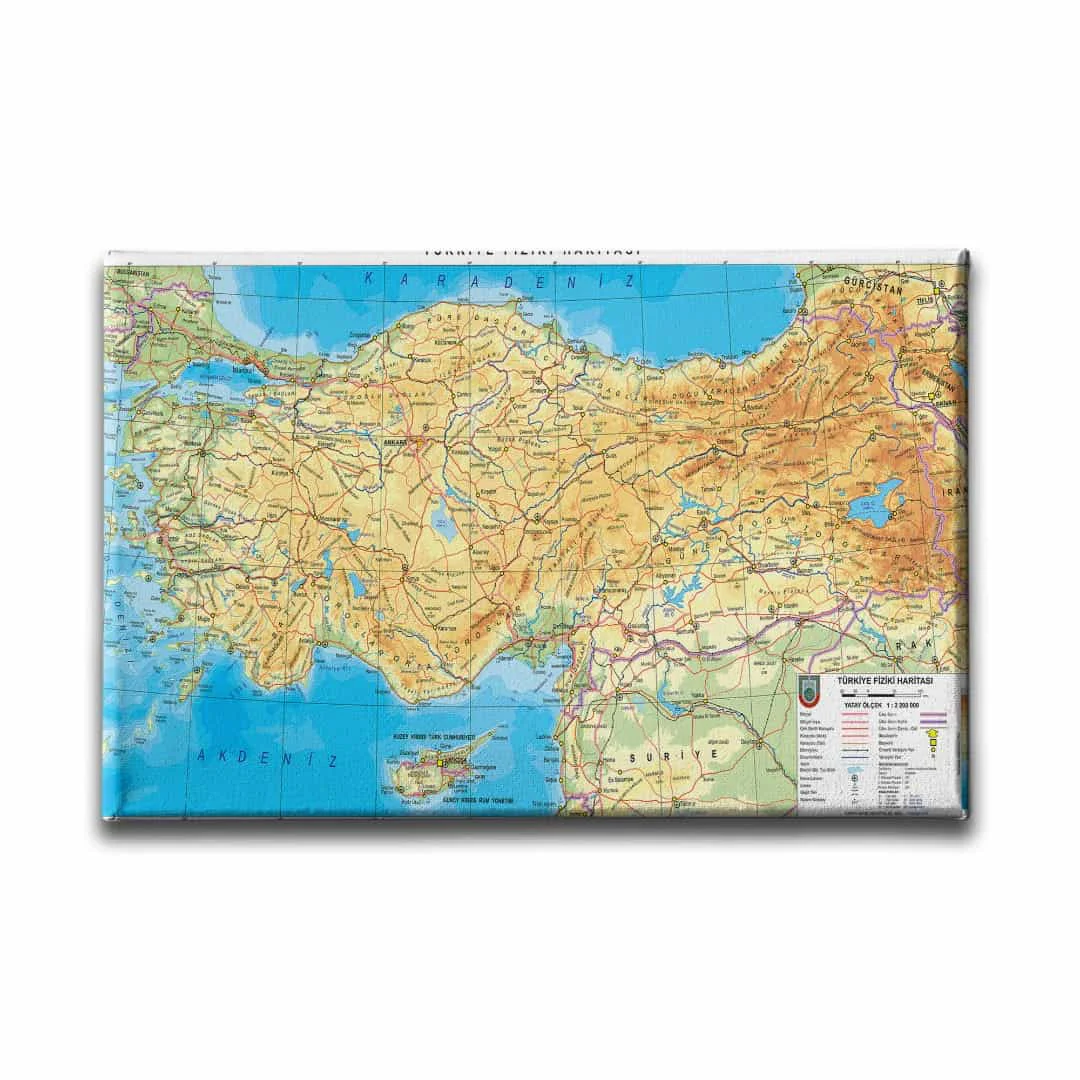 Turkiye Fiziki Haritasi Canvas Tablo