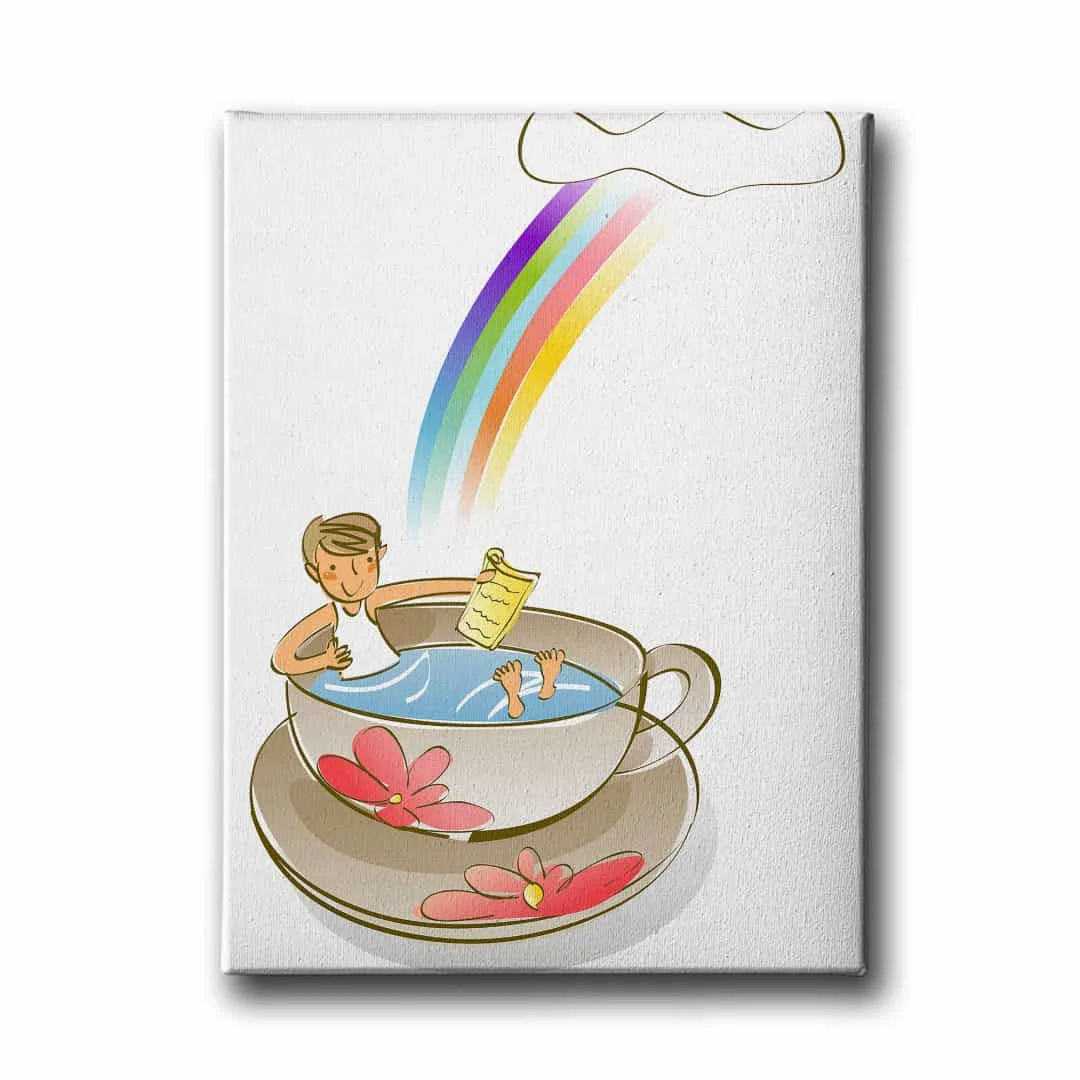 Gokkusagi Cocuklu Kanvas Tablo