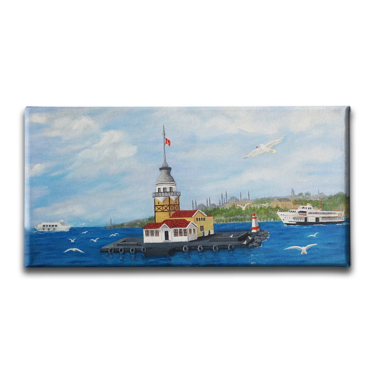 Kiz Kulesi Panoramik Kanvas Tablo